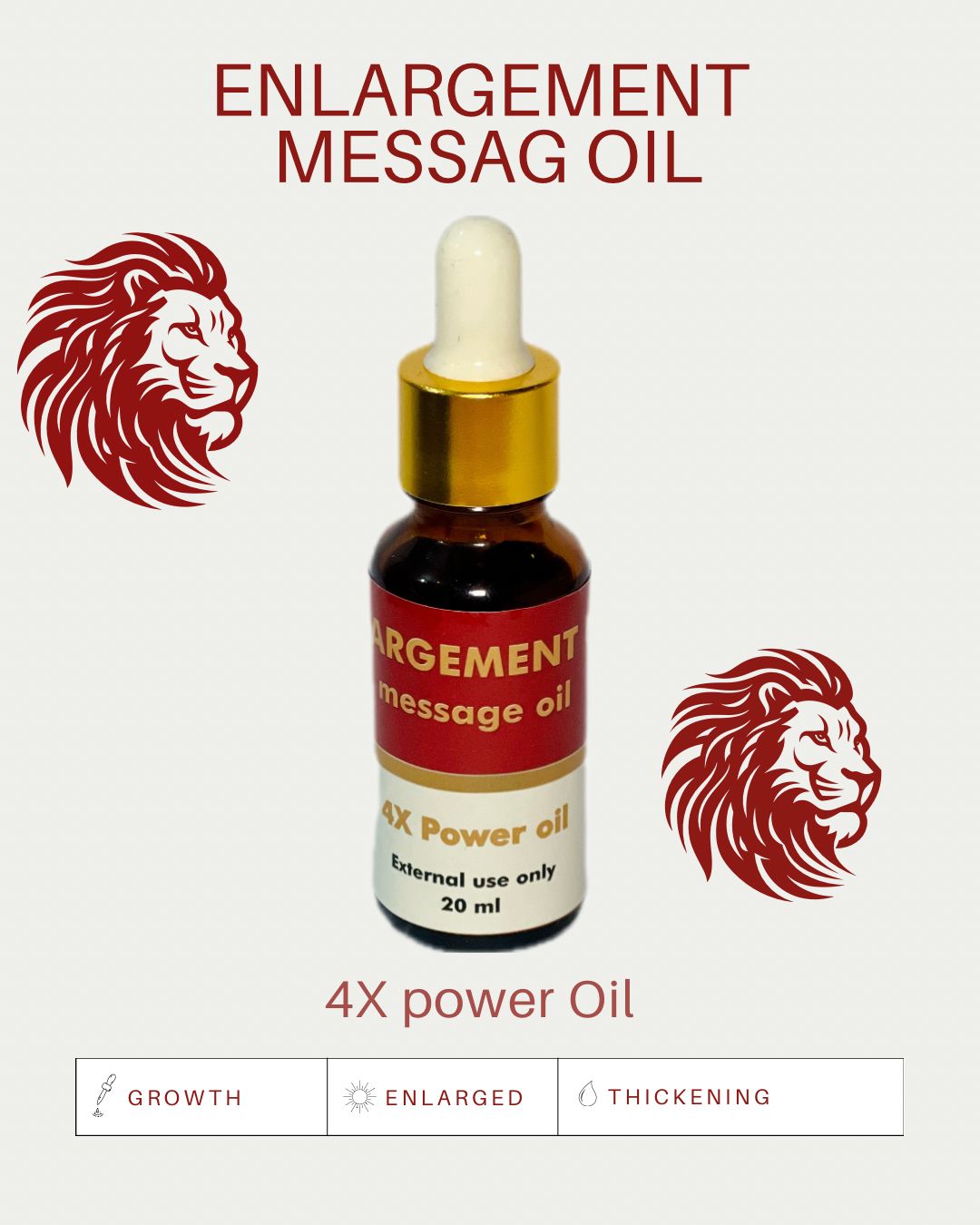 Enlargement Massage Oil - 4X Power Oil Herbal (20ML)